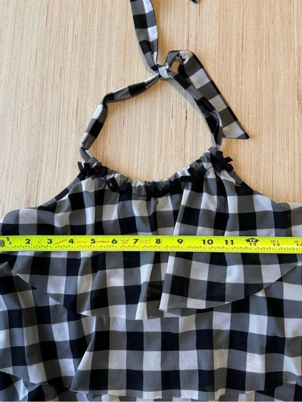 Vintage Betsey Johnson Swim Gingham Bows Tiered Cover Up Dress